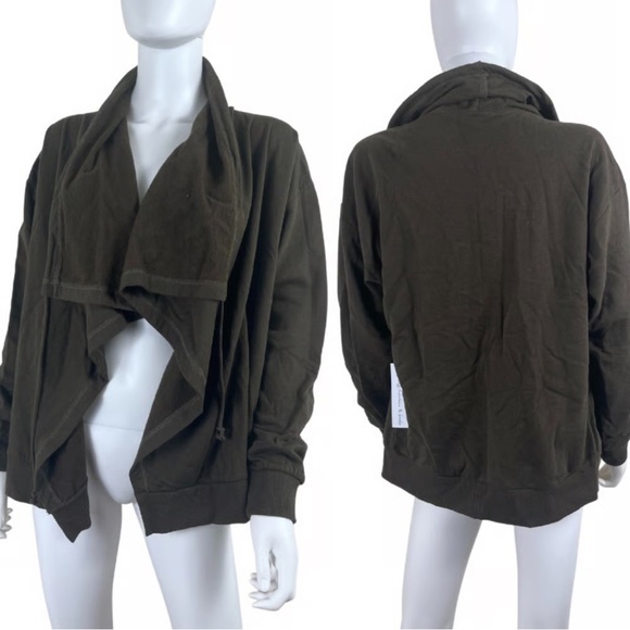 Young Fabulous & Broke dark Green Asymmetrical Sweatshirt - Picture 1 of 7